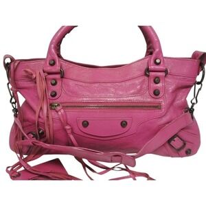 Balenciaga Handbag Sheepskin Pink City Shoulder The